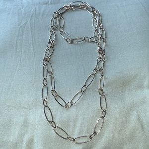 Ralph Lauren Silver Long Oval Link Chain Necklace